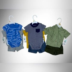 Carter's Kids Newborn Shirts & Tops - Blue, Gray, Green